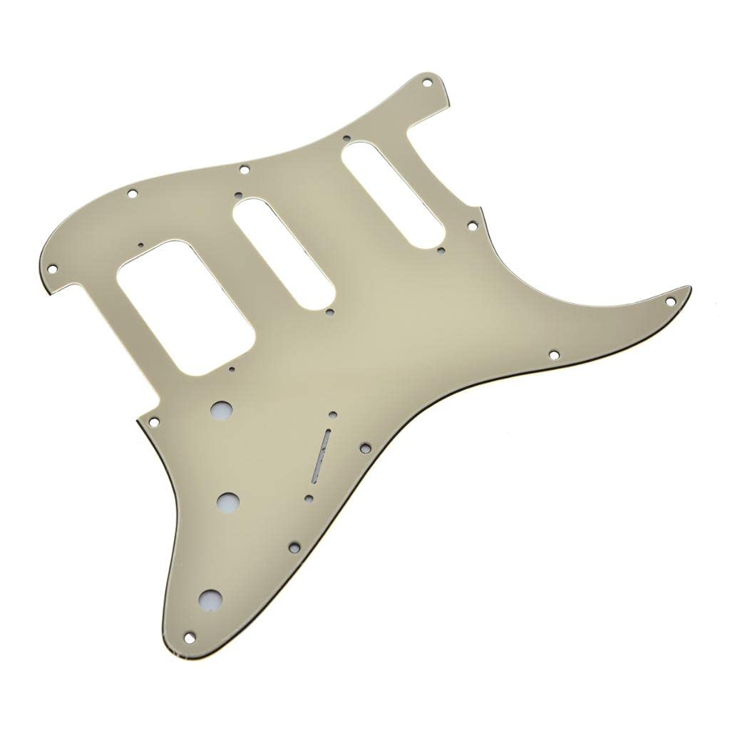 Dopro 11-Hole Strat HSS Guitar Pickguard 2-Screw Humbucking Pickup Mount Fits American Fender Stratocaster Cream 3 Ply