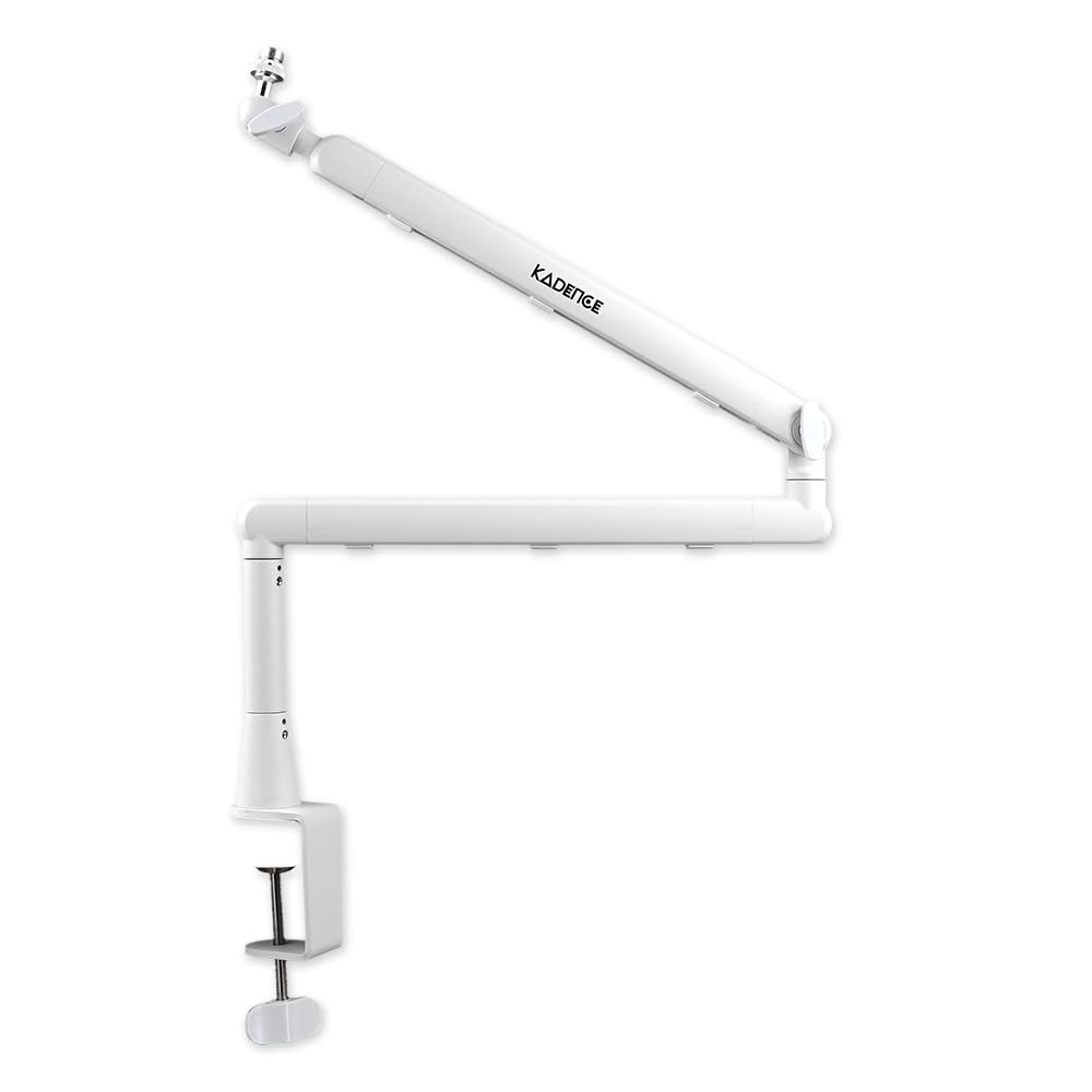 Kadence NB55-WH Professional Microphone Boom Arm Stand | Heavy-Duty Steel Build & 1.5kg Load Capacity | 360 Adjustable Desk Moun