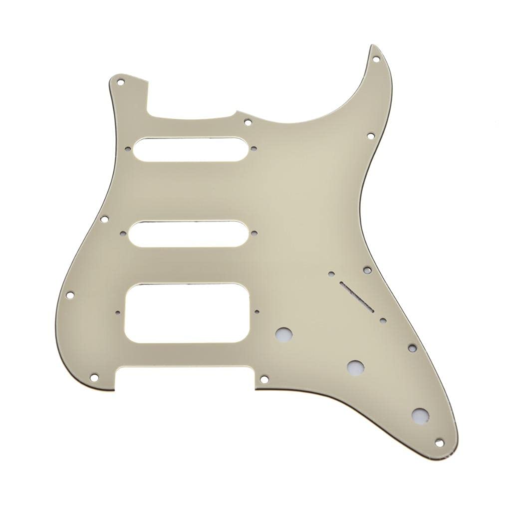 Dopro 11-Hole Strat Hss Guitar Pickguard 2-Screw Humbucking Pickup Mount Fits American Fender Stratocaster Cream 3 Ply