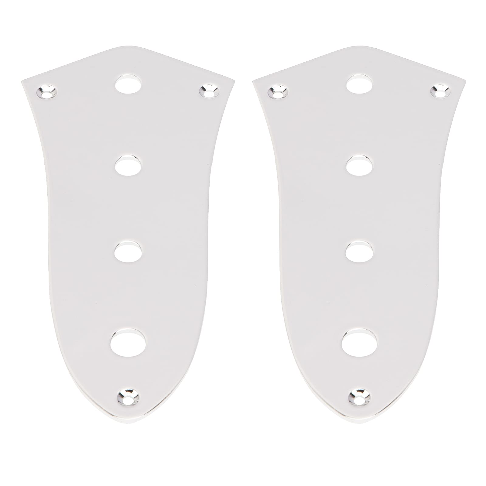 2Pcs Yootones 4 Holes Jazz Bass Control Plate Compatible With Jazz J Bass Guitar Parts (Silver)