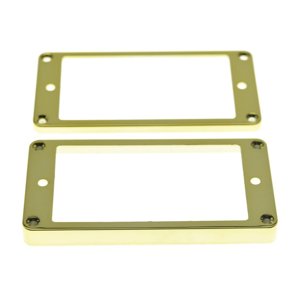 Kaish 2Pcs Gold Humbucker Pickup Ring Flat Base Bottom Frame For Epiphone Lp Guitar