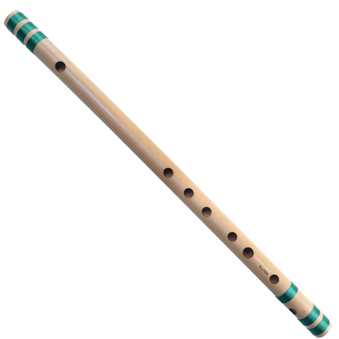 Hariprasad Flutes New Edition For Beginners C Scale Right Handed Assam Bamboo Bansuri Musical Instrument 19 Inch Approx. (Green)