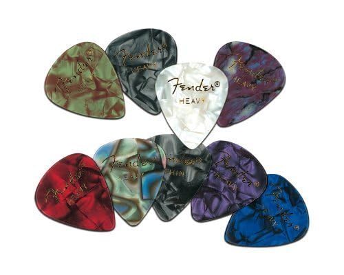 Fender Premium Celluloid Guitar Picks 351 Shape, Abalone, Thin, 12-Pack