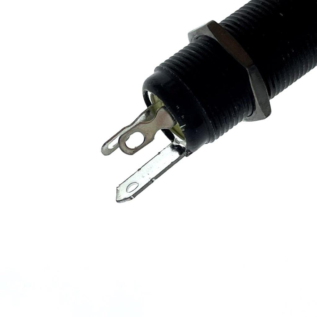 KAISH 6.35mm Brass Mono Guitar Bass Barrel Jack Socket Cylinder Input Output Jack with 3 Pins Black