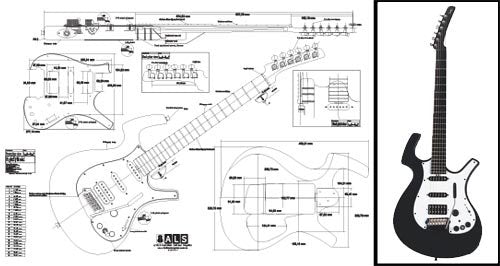 Plan Of A Parker Nitefly Electric Guitar - Full Scale Print