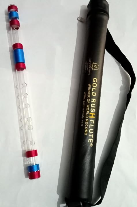 Gold Rush F Natural Medium Professional Right Handed Acrylic (Transparent) Flute 15 Inch Size & 38.5 Cm Length With Free Carry B