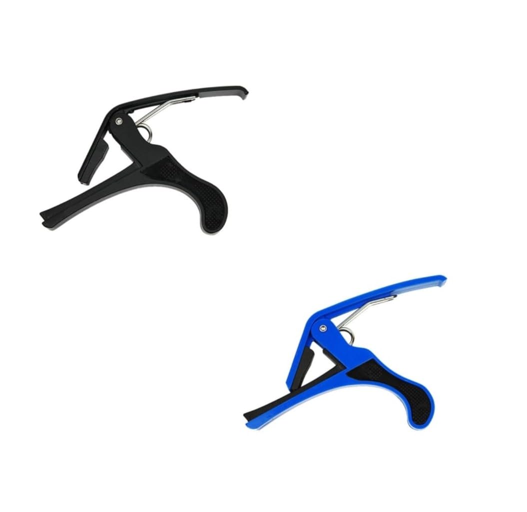 Inefable Guitar Metal Capo One Handed Quick Change For Ukulele, Electric & Acoustic Guitars (Black & Blue - Pack Of 2)