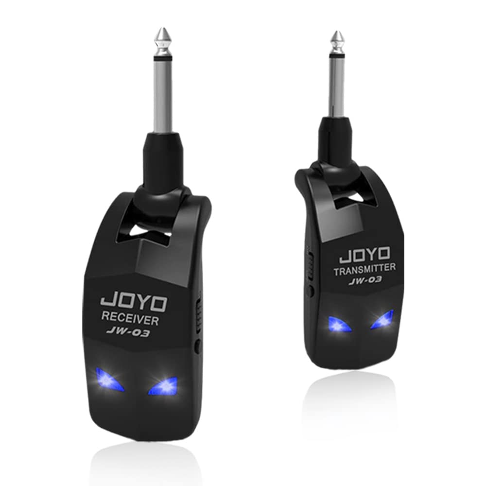JOYO 2.4GHz Wireless Guitar System 4 Channels Rechargeable Audio Wireless Transmitter Receiver for Guitar Bass Electric Instrume