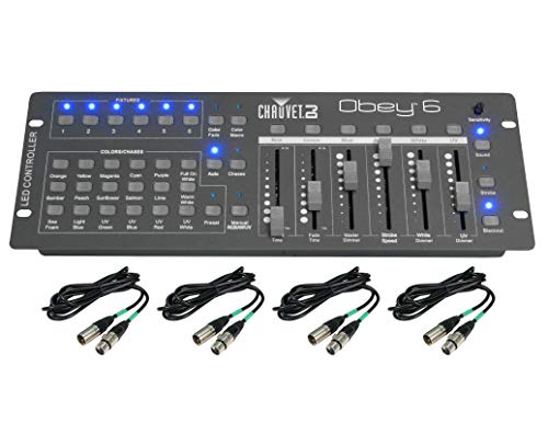 Chauvet Obey 6 Compact Universal 6 Fixture Dmx Lighting Controller + Dmx Cables