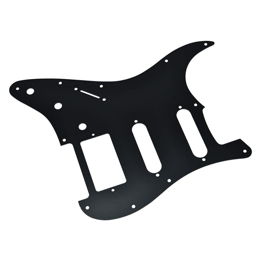 Dopro 11-Hole Aluminum Anodized Modern Style Strat HSS Guitar Pickguard Scratch Plate Fits American/Mexican FD Black
