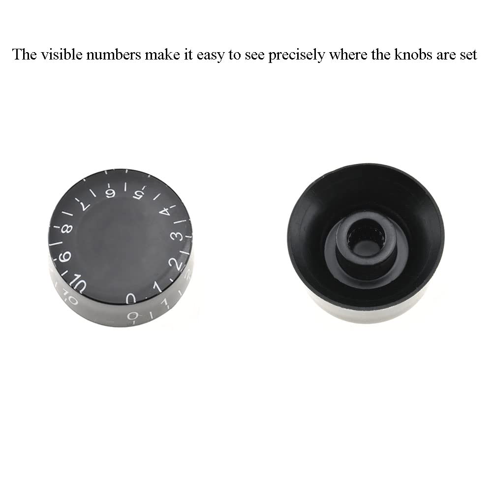 HAHIYO Black Surface White Number Clear Electric Guitar Top Hat Knobs Smooth Quick Change Speed Volume Tone Control Electric Bas