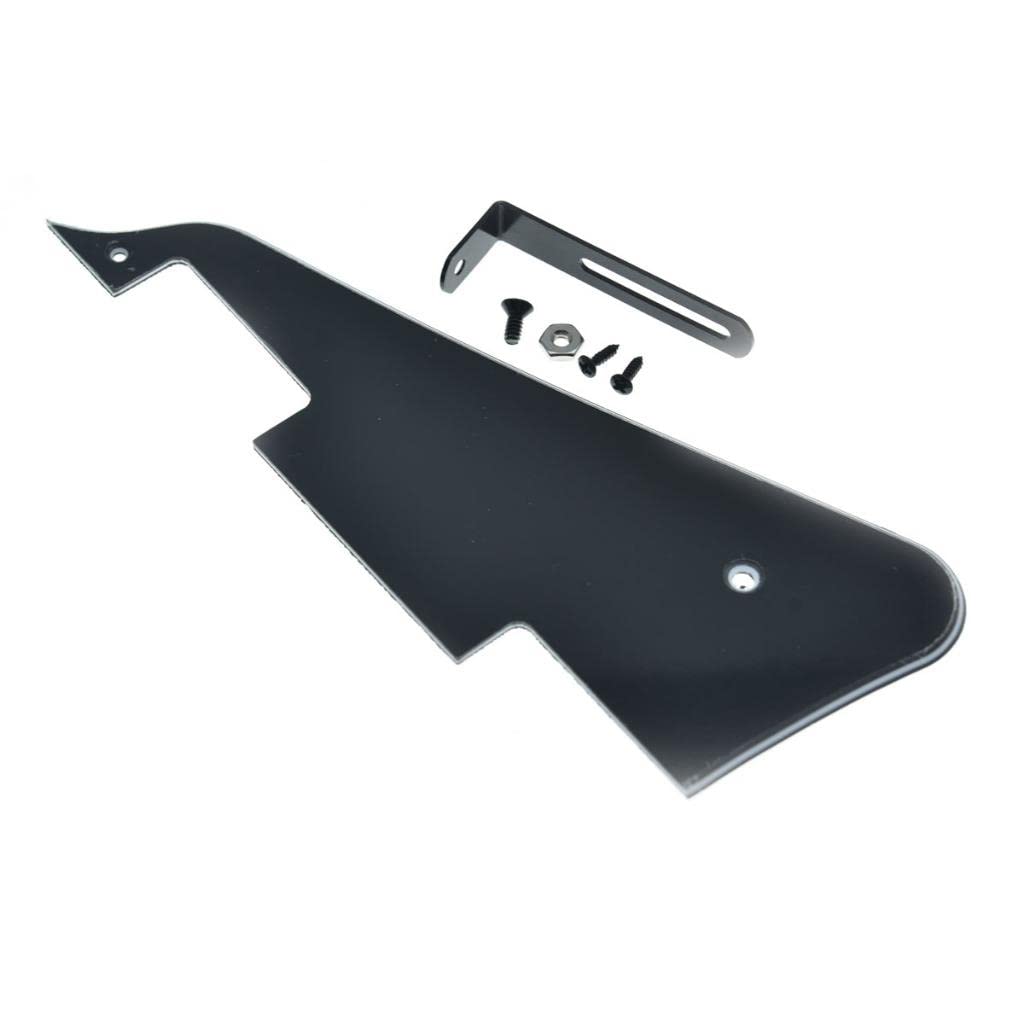 KAISH Black 3 Ply LP Guitar Pickguard with Black Stainless Steel Bracket and Steel Mounting Screws for USA Les Paul