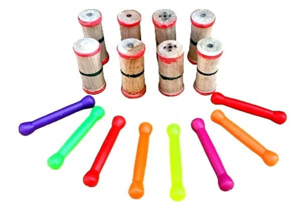 Tabla Gatta Dayan 8 Woodan And Bayan 8 Pvc Gatta (Multicolor) (Pack Of 16)