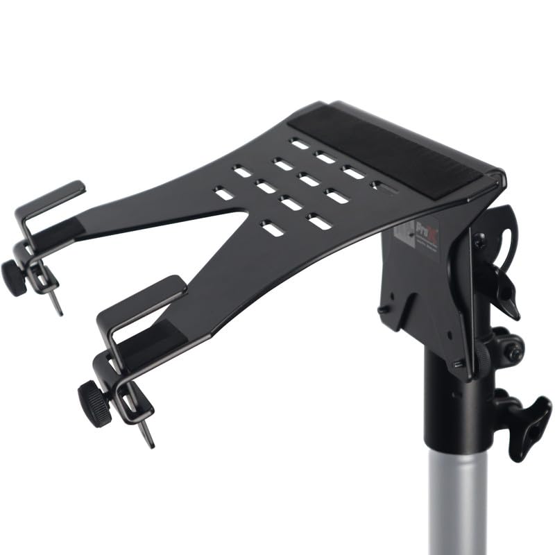 Prox X-Ltf01Bl Universal Laptop Tray + Vesa Monitor Mounting Bracket Fits On Speaker Stand 1-3/8'' Pole Black