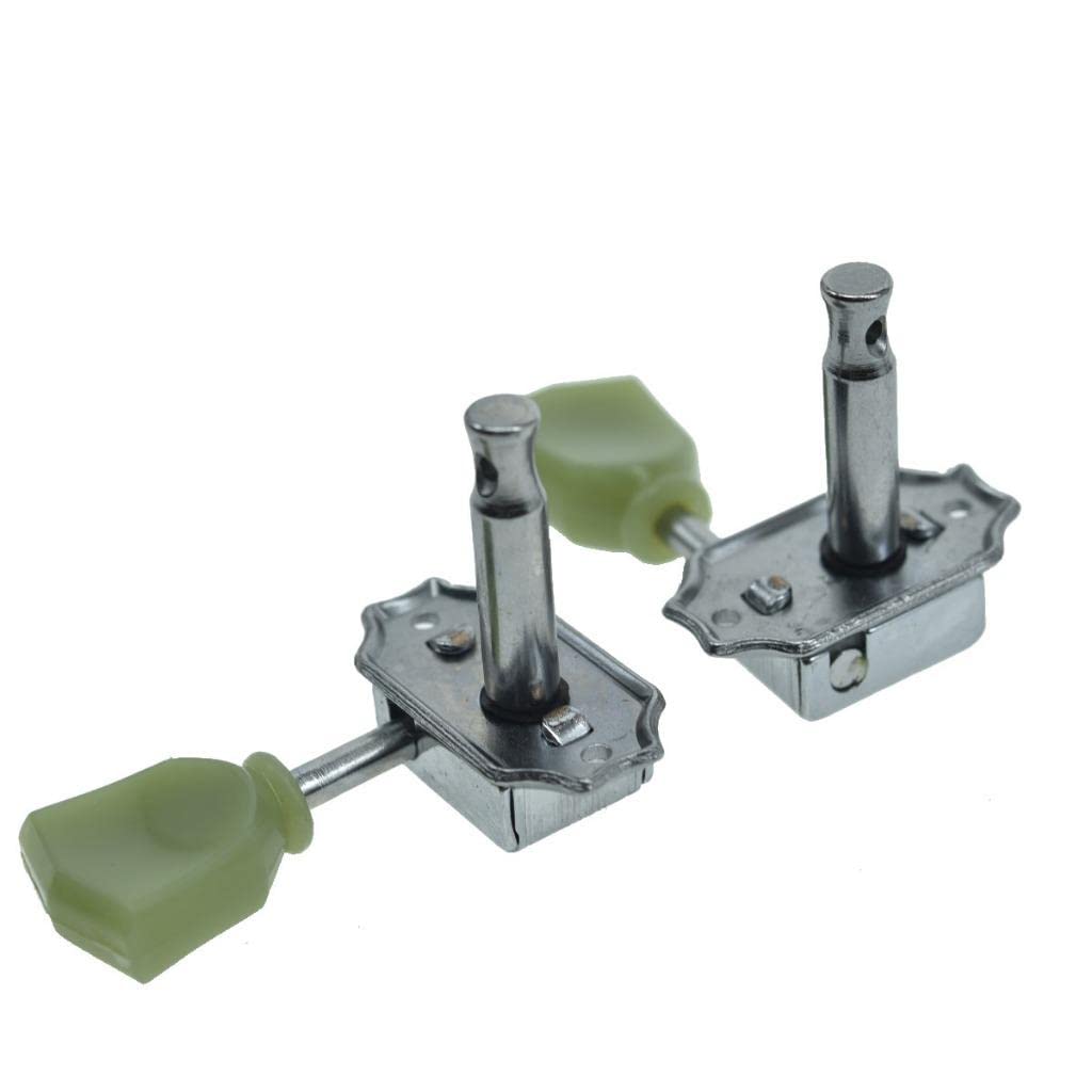 Wilkinson Chrome with Green Button 3x3 Deluxe Vintage Tuners Guitar Tuning Keys Machine Heads with Plastic Keystone Buttons for