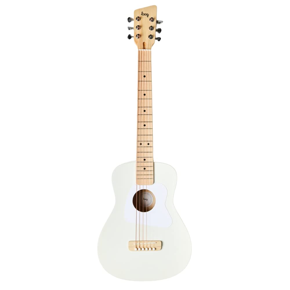 Loog Pro Vi Acoustic Kids Real Guitar For Beginners Compact Size Ages 9+ Learning App And Lessons Included White