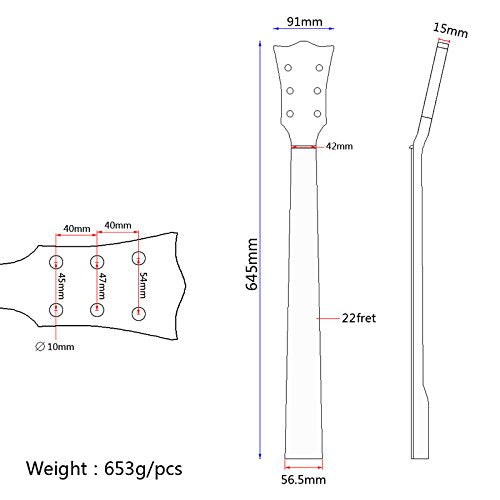 Ogdni 22 Fret Guitar Neck Maple Rosewood Fingerboard with Binding Inlay for Lp Electric Guitar Neck Replacement