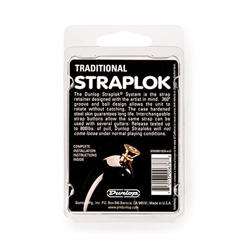 Dunlop SLS1504G Straplok Traditional Strap Retainer System, Gold