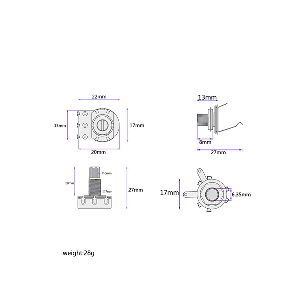 Alnicov Guitar Wiring Harness,Single Coil Pickup Wiring Harness 1 Tone 1 Volume for 3/4 String Cigar Box Guitar Parts