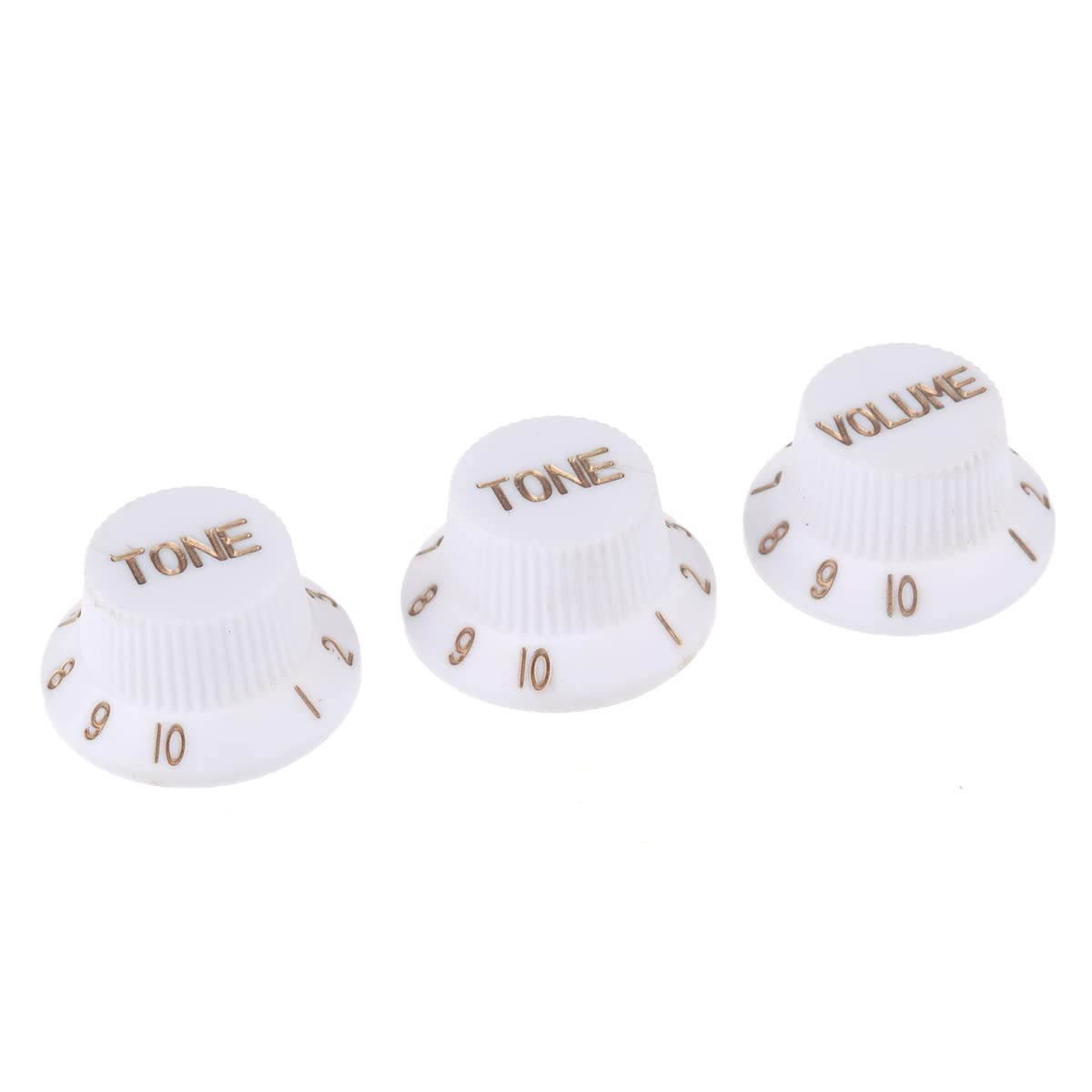 Musiclily Plastic Strat Knobs 1 Volume And 2 Tone Control Knobs Set For Fender St Strat Style Guitar,White