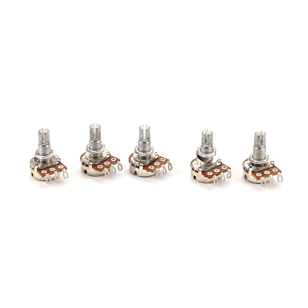 Alnicov 5 Pcs Guitar Pots 18Mm Split Shaft A25K Potentiometers Audio Taper Small Size