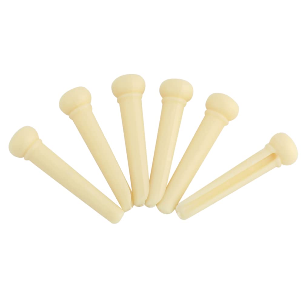 Metallor Guitar Bridge Pins String Pegs for Acoustic Guitar Parts Replacement Set of 6 Pieces Ivory.