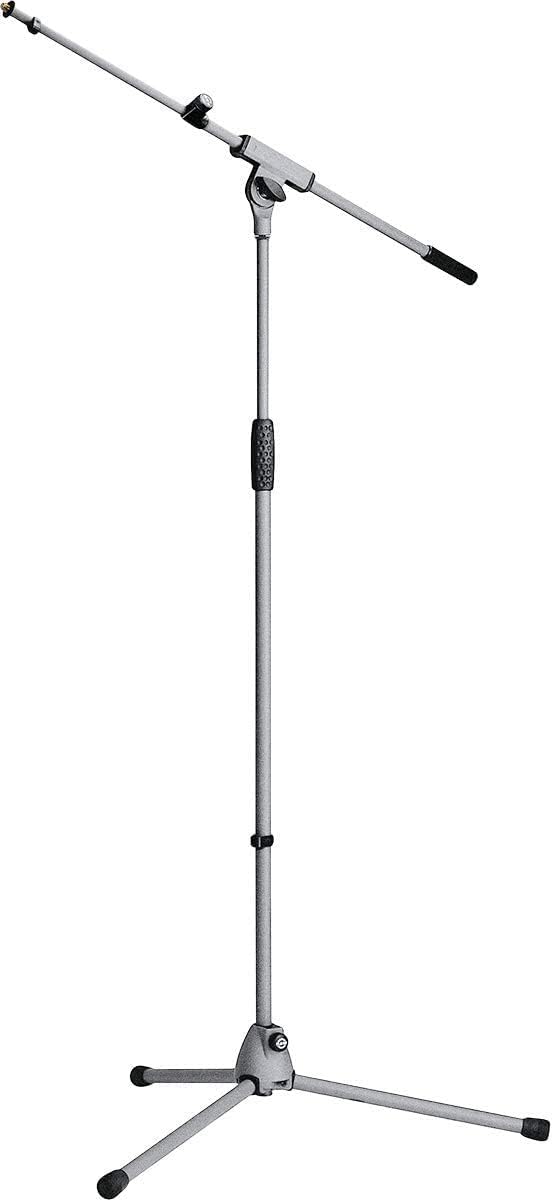 K&M Konig & Meyer 21080.500.87 Tripod Microphone Stand w/Extendable Boom Arm | Clutch Height Adjustment | Soft-Touch Lock | Fold