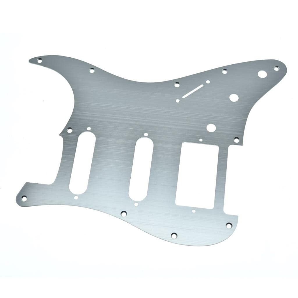 Dopro 11-Hole Aluminum Anodized Modern Style Strat HSS Guitar Pickguard Scratch Plate for American/Mexican FD Stratocaster Silve