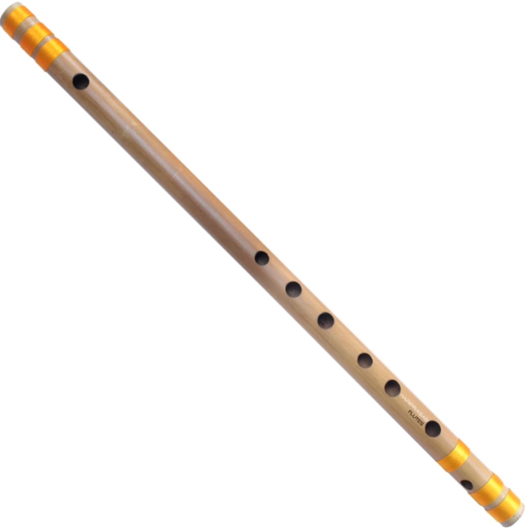 Hariprasad Flutes New Edition For Beginners C Scale Right Handed Assam Bamboo Bansuri Musical Instrument 19 Inch Approx. (Yellow