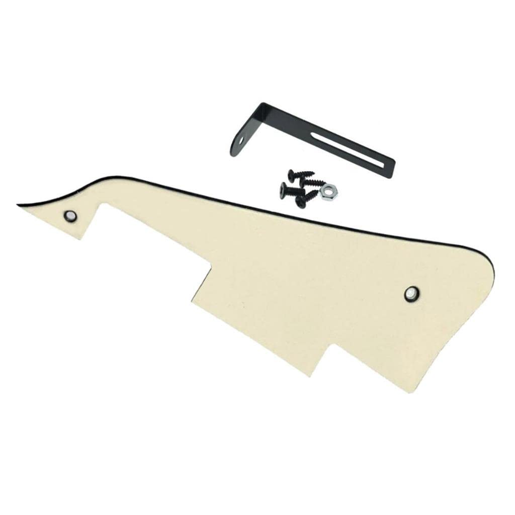 Kaish Aged White 3 Ply Lp Guitar Pickguard With Black Bracket For Epi Les Paul