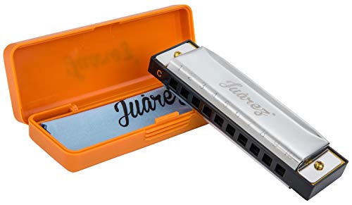 JUAREZ Vinto 10 Hole 20 Tone Diatonic Harmonica Key of C Scale | Mouth Organ | Cover - Stainless IRON | Comb - ABS | Reed - BRAS