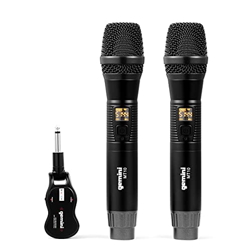 Gemini Sound Gmu-M200 Pro Plug & Play Wireless Rechargeable Uhf Handheld Microphone With Cordless Self Powered 1/4 Inch Jack Rec