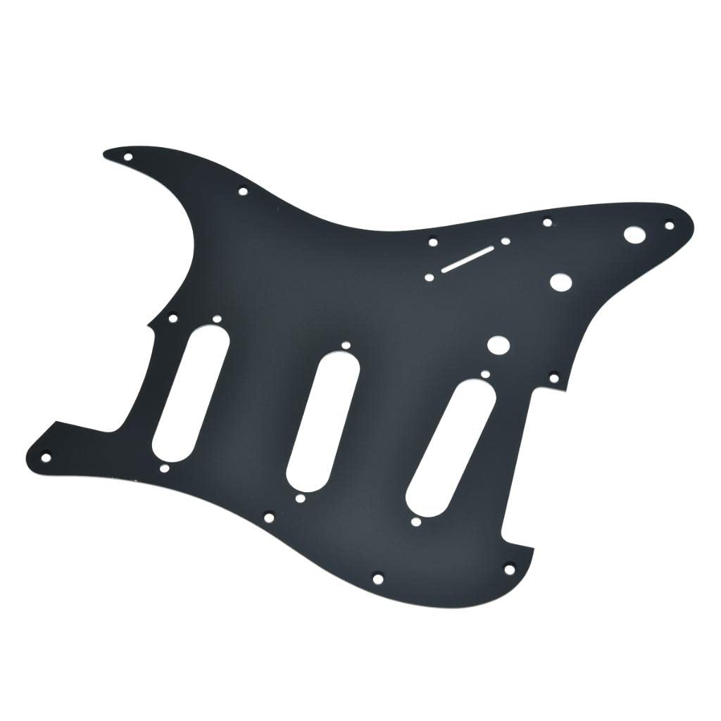 Dopro 11 Hole Matte Aluminum Strat SSS Pickguard Metal Anodized ST Pick Guard Scratch Plate for USA/Mexico ST/Strat Matte Black