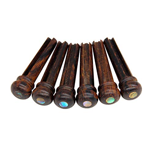 Blisstime 6Pcs Rosewood Guitar Bridge Pins Inlaid Abalone Dot Acoustic Guitar Replacement Parts