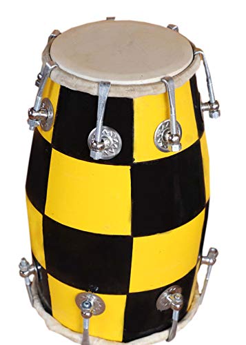 Gt Manufacturers Nuts & Bolt Wooden Musical Baby Dholak Instrument Drum |Yellow