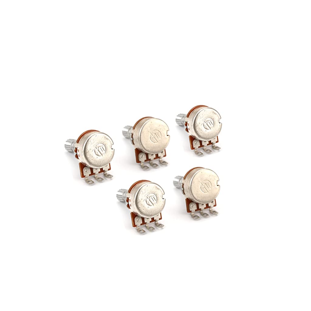 Alnicov 5 Pcs Guitar Pots 18mm Split Shaft A25K Potentiometers Audio Taper Small Size