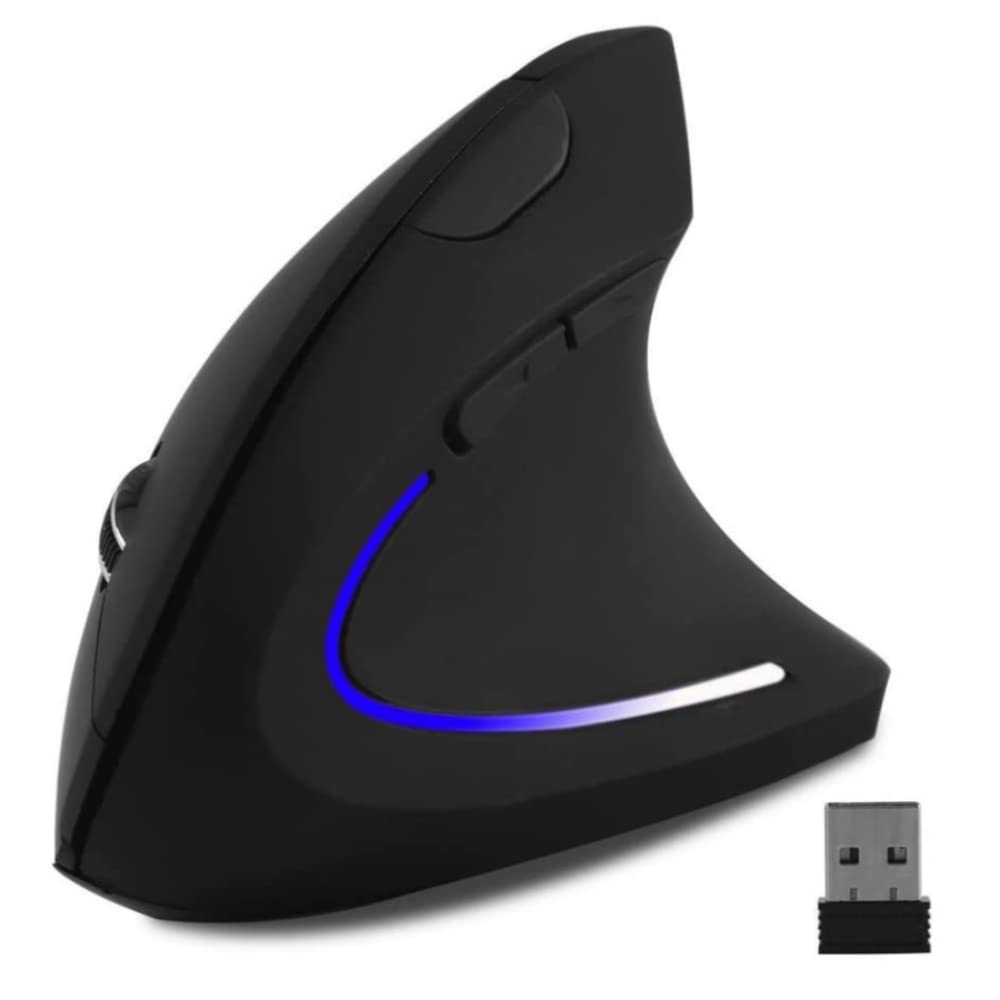 Oiushyo Wireless Vertical Mouse, 24Ghz Ergonomic Mouse High Precision Optical Cordless Gaming Mice With 3 Adjustable Dpi 8001200