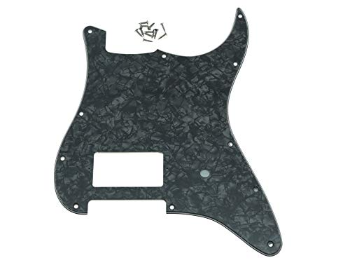 Kaish 11 Hole St/Strat Style One Humbucker Guitar Pickguard Scratch Plate For Delonge Stratocaster/Strat Black Pearl
