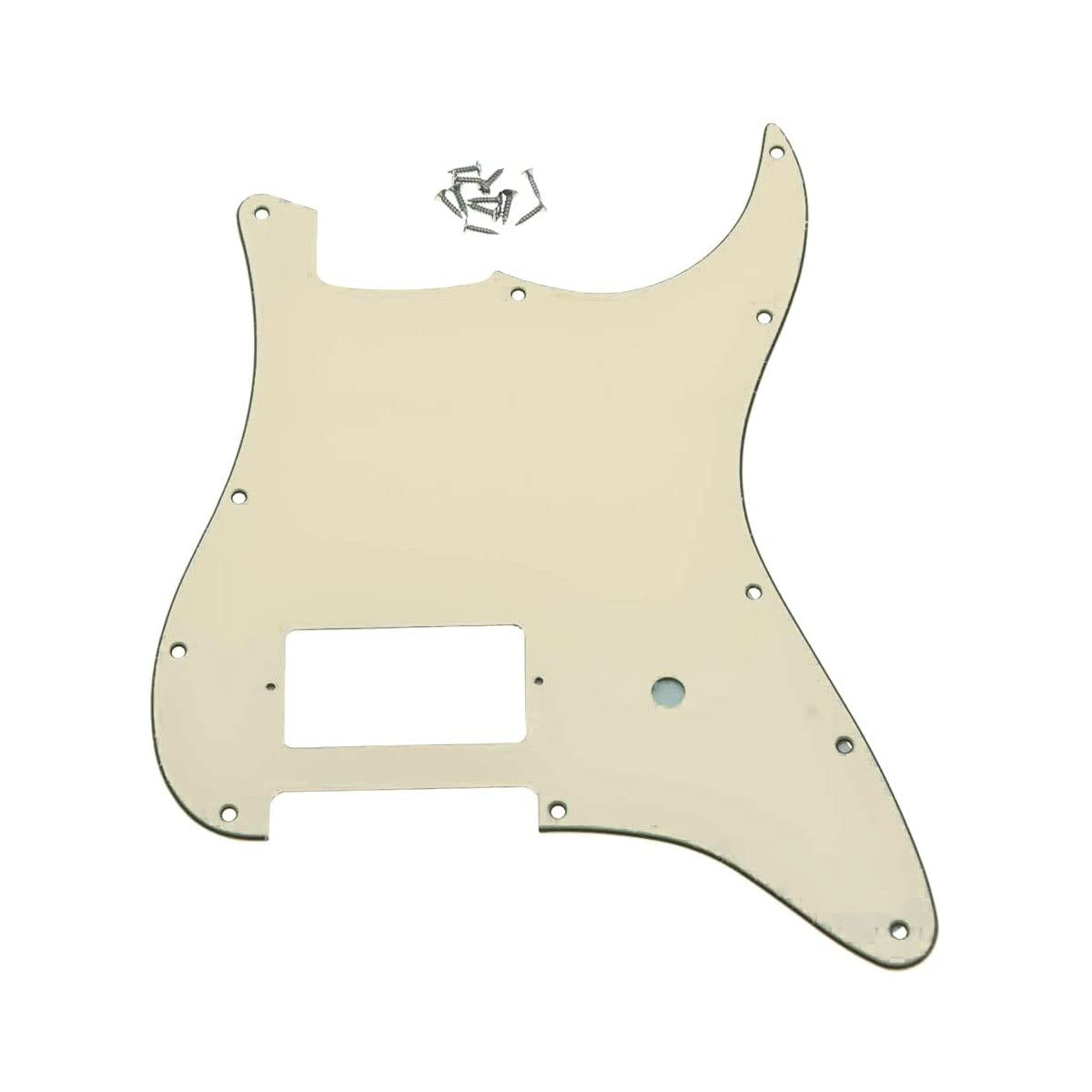 Kaish 11 Hole St/Strat Style One Humbucker Guitar Pickguard Scratch Plate For Delonge Stratocaster/Strat Aged White 3 Ply