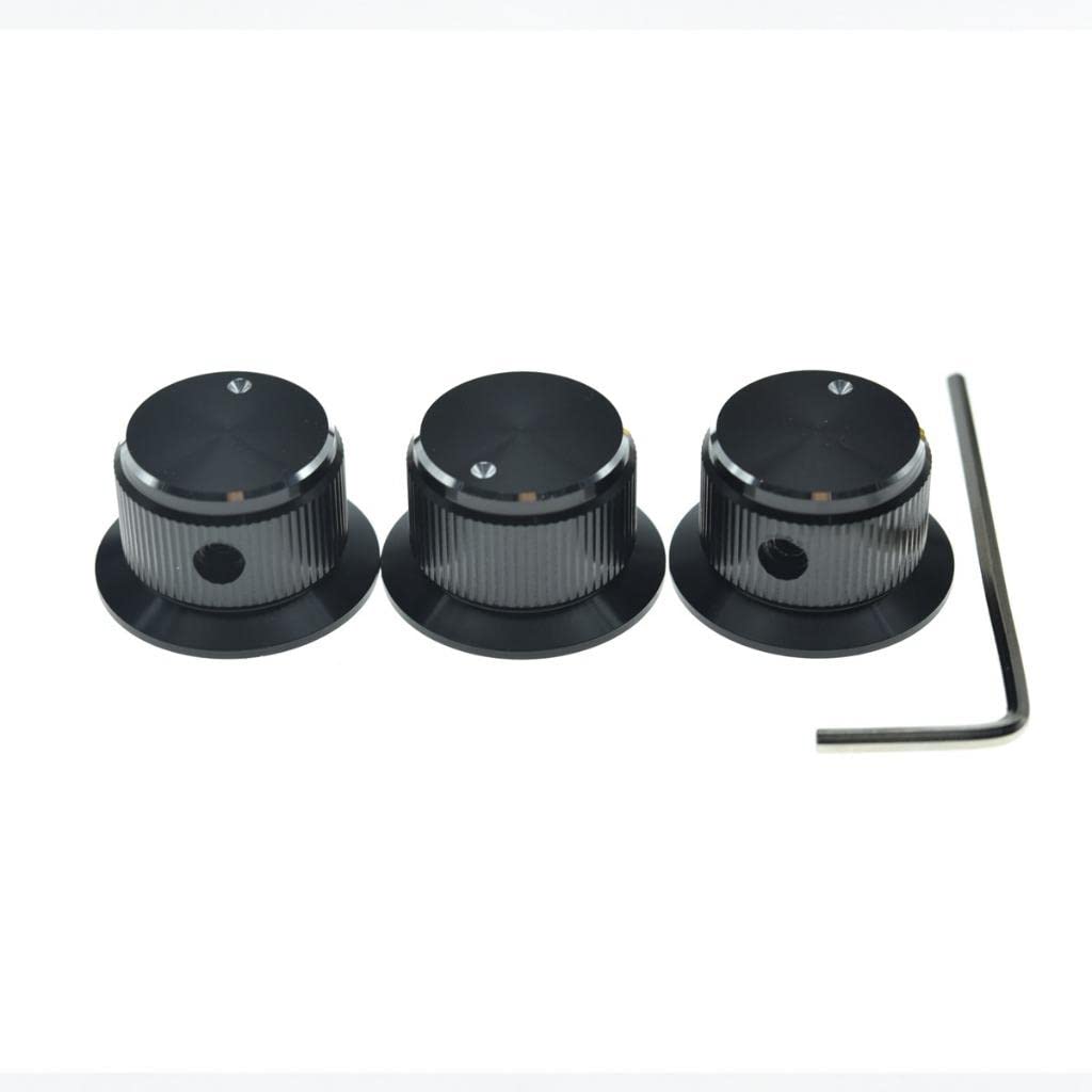 3-Pack Set Screw Style Aluminium Potentiometer Knobs 1/4  Universal Top Hat Knobs Bell Volume Tone Control Knobs for Guitar/Bass