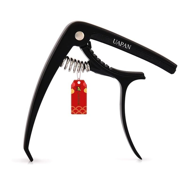 Uapan Guitar Capo, One-Handed Trigger Design, Metal Quick Change For Acoustic, Electric Guitars And Ukulele, Black (Metal Capo)