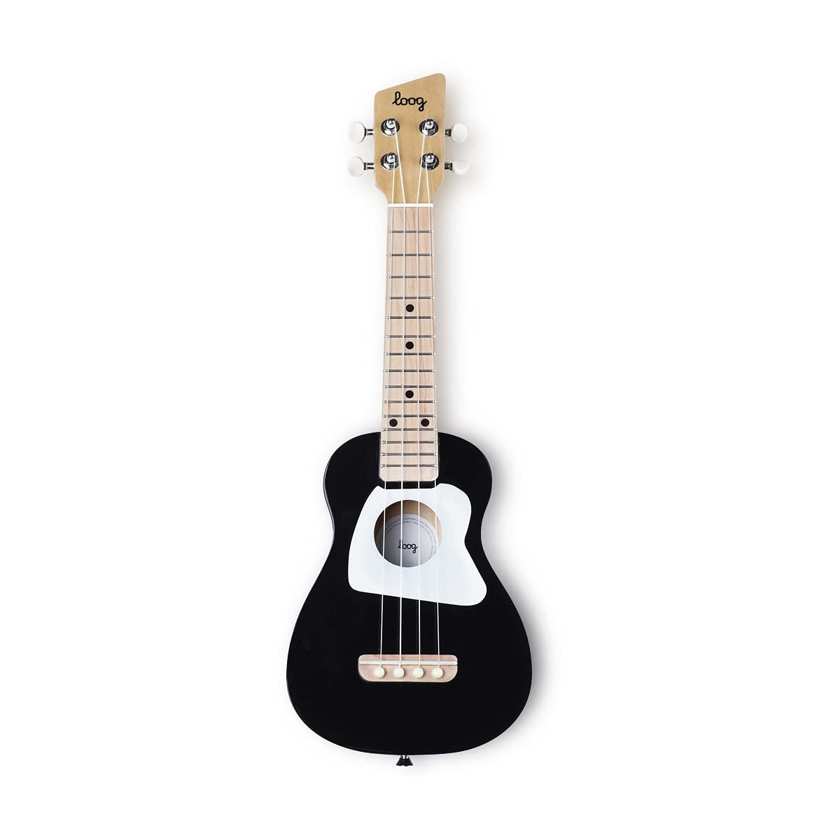 Loog Wood Soprano Ukulele for Kids & Beginners, App & Lessons, All Ages (Black)
