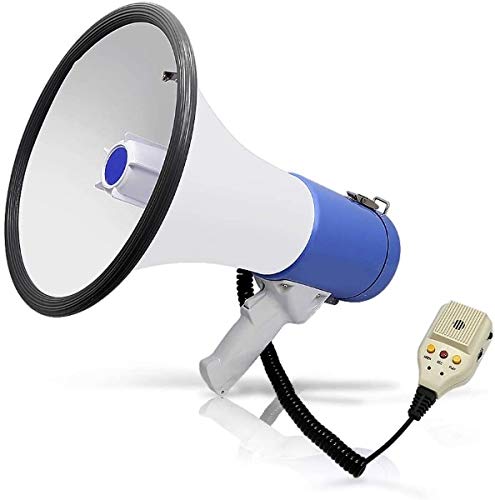 Kh Megaphone Pa Bullhorn Speaker - Built-In Siren 50 Watts - 10 Sec Record Function For Portable Lightweight Strap Detachable Pa