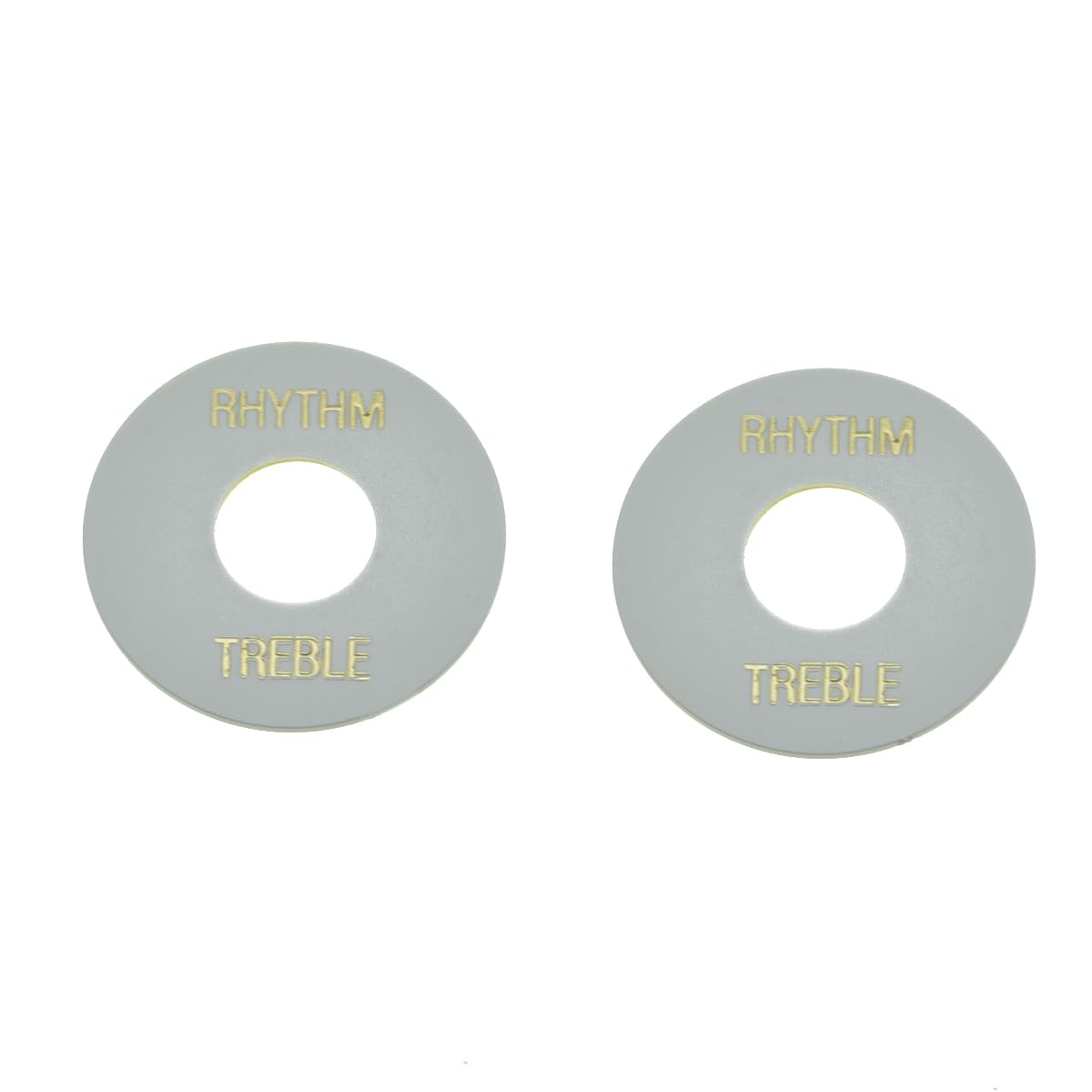 Kaish 2Pcs White With Gold Letters Guitar Toggle Switch Washer Rhythm Treble Ring For Les Paul