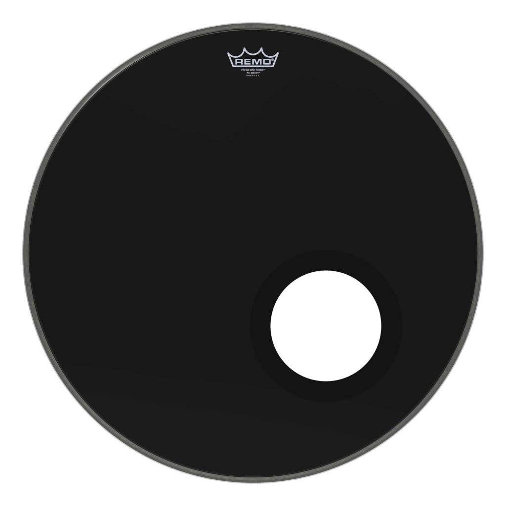 Remo Powerstroke P3 Ebony Bass Drumhead - 5 Black DynamO, 22