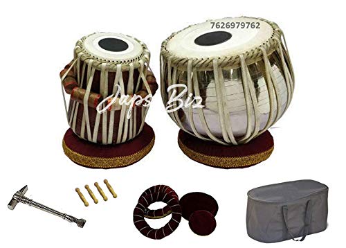 JAPS BIZ Steel Tabla Set with Gaddi, Hammer, Cover & Bag for Beginner or Professional Player
