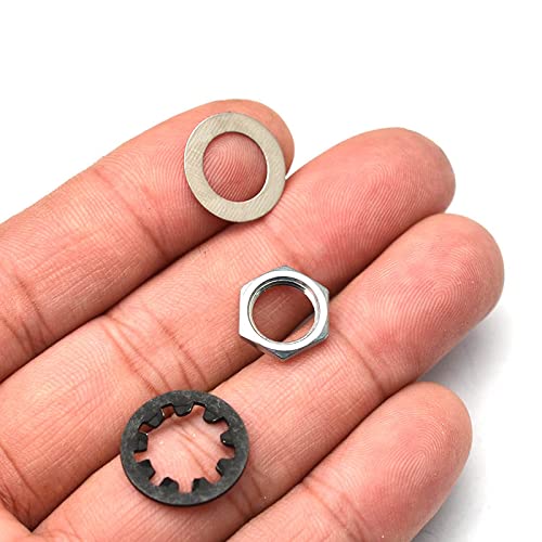MAXCHEER Set of 4 Guitar Nuts, washers & Lock washers for 1/4 2-Conductor Guitar/Bass Output Jack