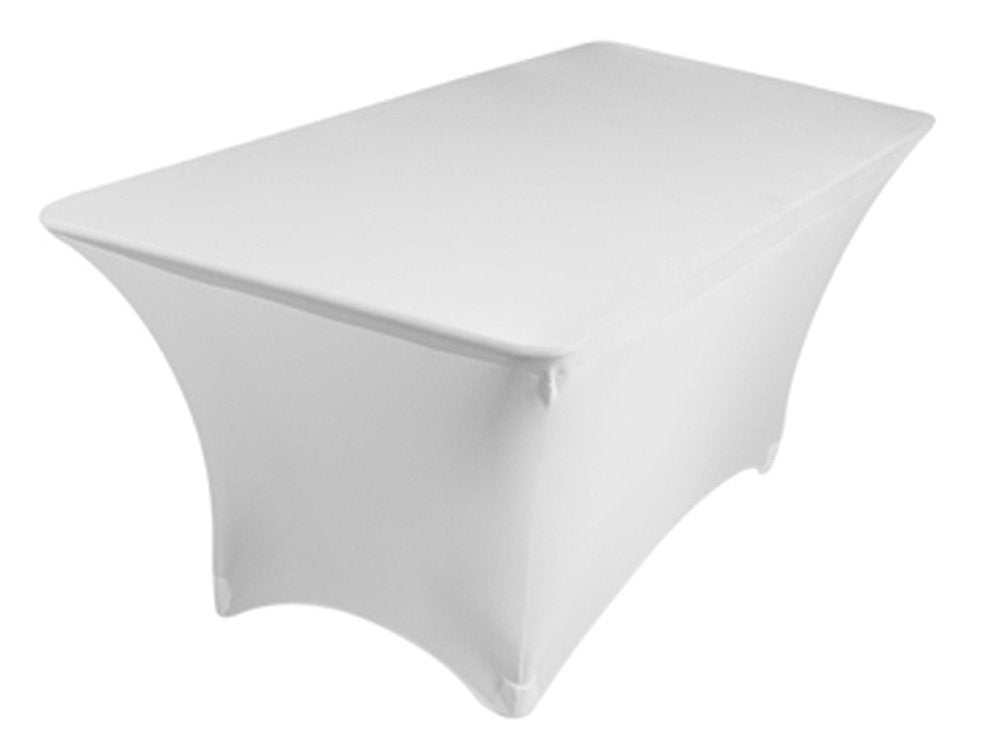 Tektrum 4 Ft Long Rectangular Stretch Tablecloth Dj Jacket Cover For Trade Show - Premium Fabric (White)
