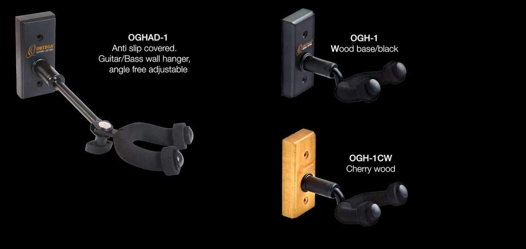 Ortega Guitars Adustible Angle Guitar Wall Hanger, Black (OGHAD-1)