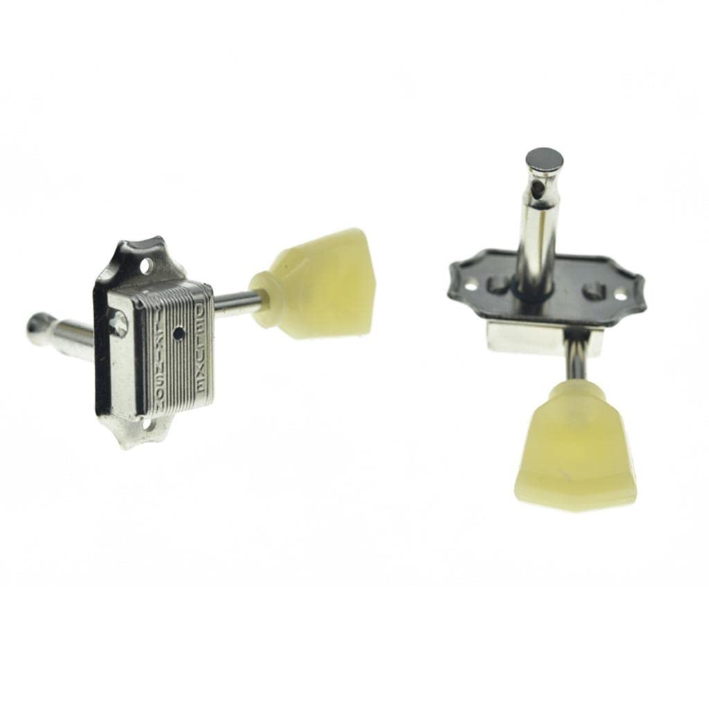 Wilkinson Nickel with Vintage Button 3x3 Deluxe Vintage Tuners Guitar Tuning Keys Machine Heads with Plastic Keystone Buttons fo